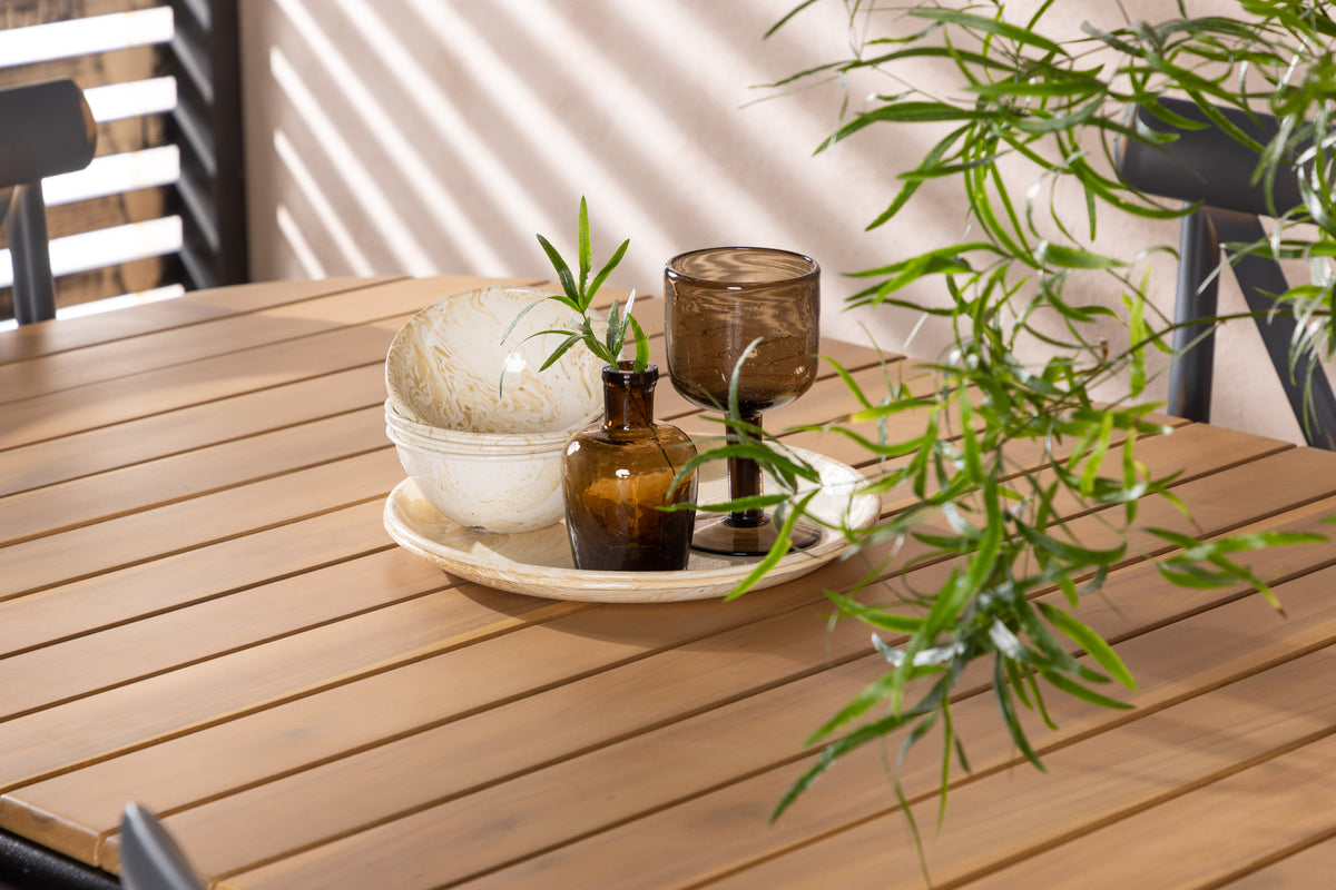 Venture Design Holmbeck & Tablas Rektangulära Matbord 200 x 90 Natur + Matstolar 2-pack Mörkgrå