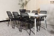 Venture Design Lina & Peking Rektangulära Matbord 90 x 200 Beige + Matstolar 2-pack Svart