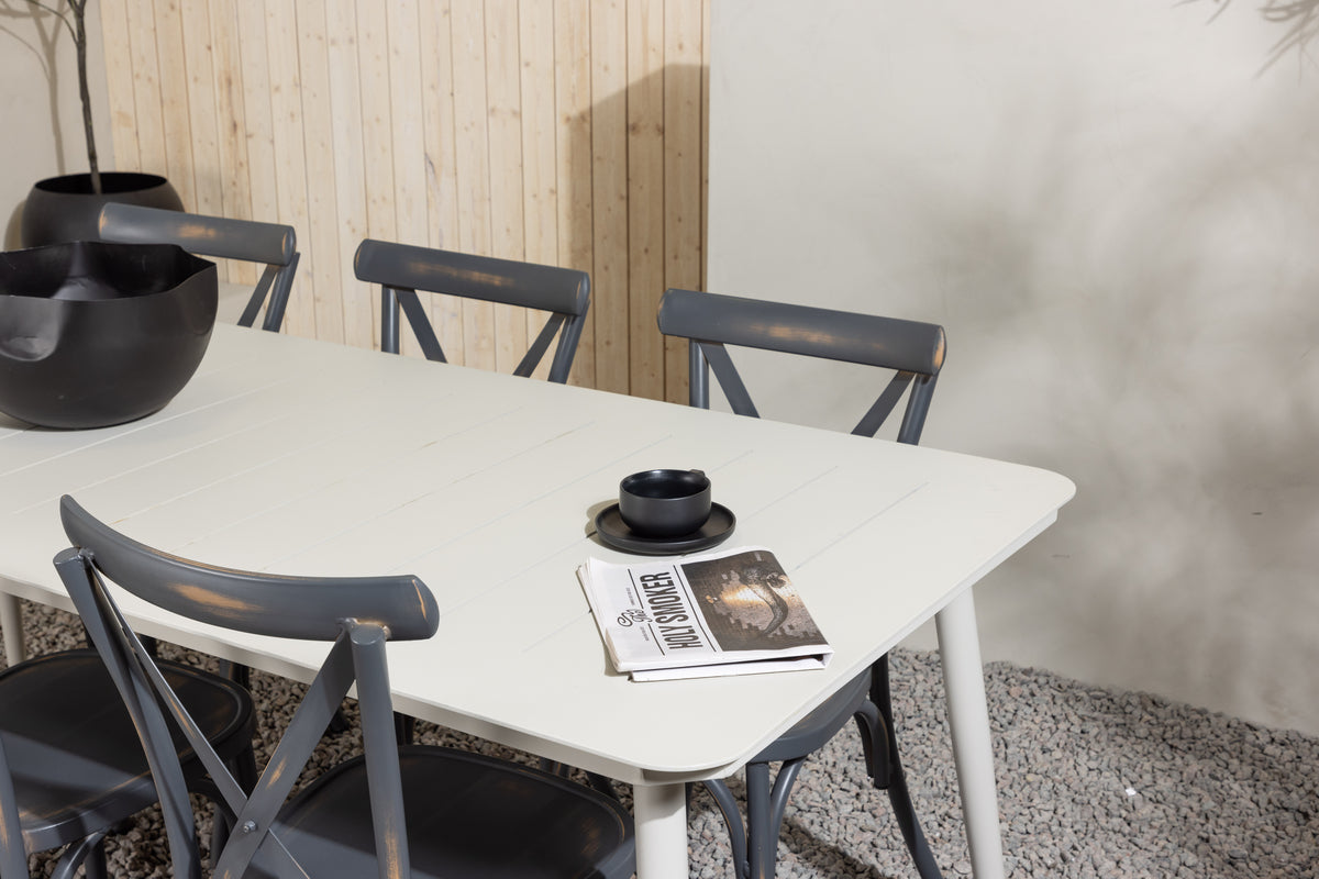 Venture Design Lina & Tablas Rektangulära Matbord 200 x 90 Beige + Matstolar 2-pack Mörkgrå