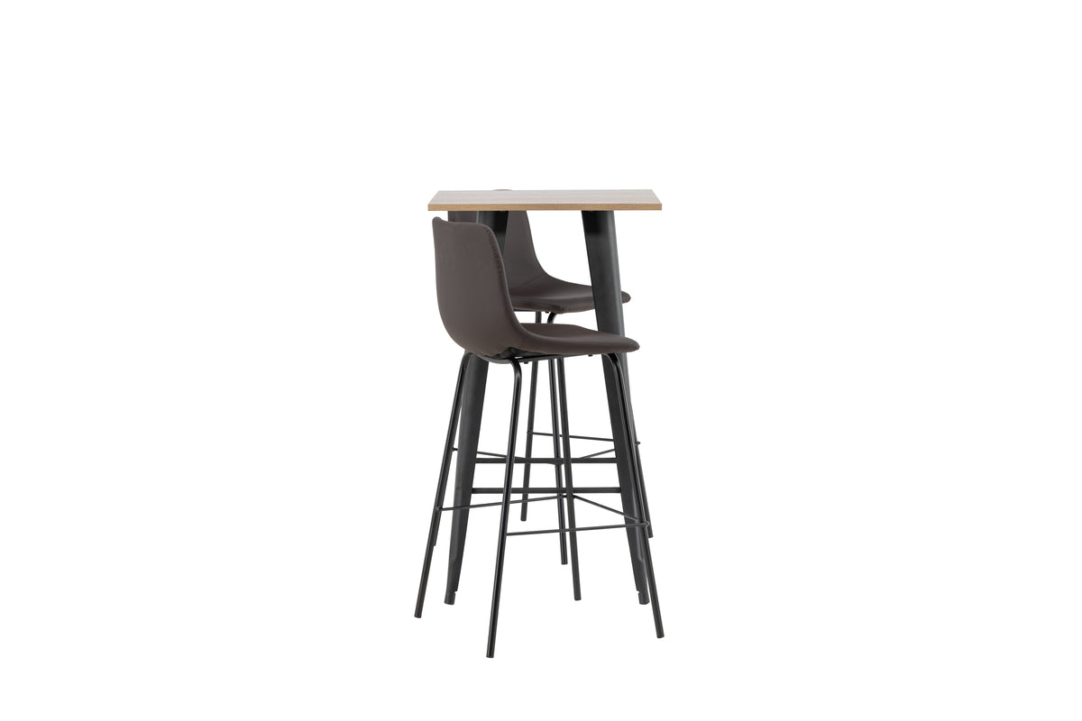 Venture Design Tempe & Alexi Barbord 60 x 60 Valnöt + Barstolar 2-pack Brun