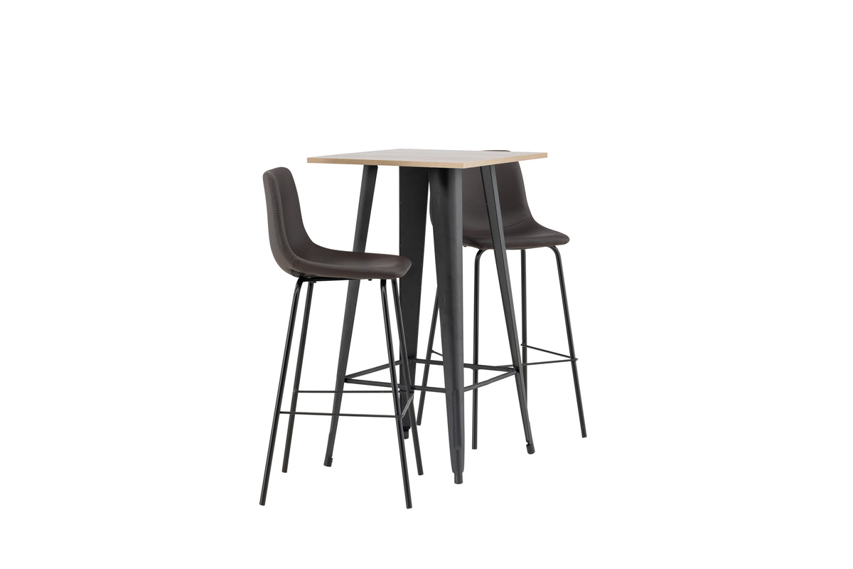 Venture Design Tempe & Alexi Barbord 60 x 60 Valnöt + Barstolar 2-pack Brun