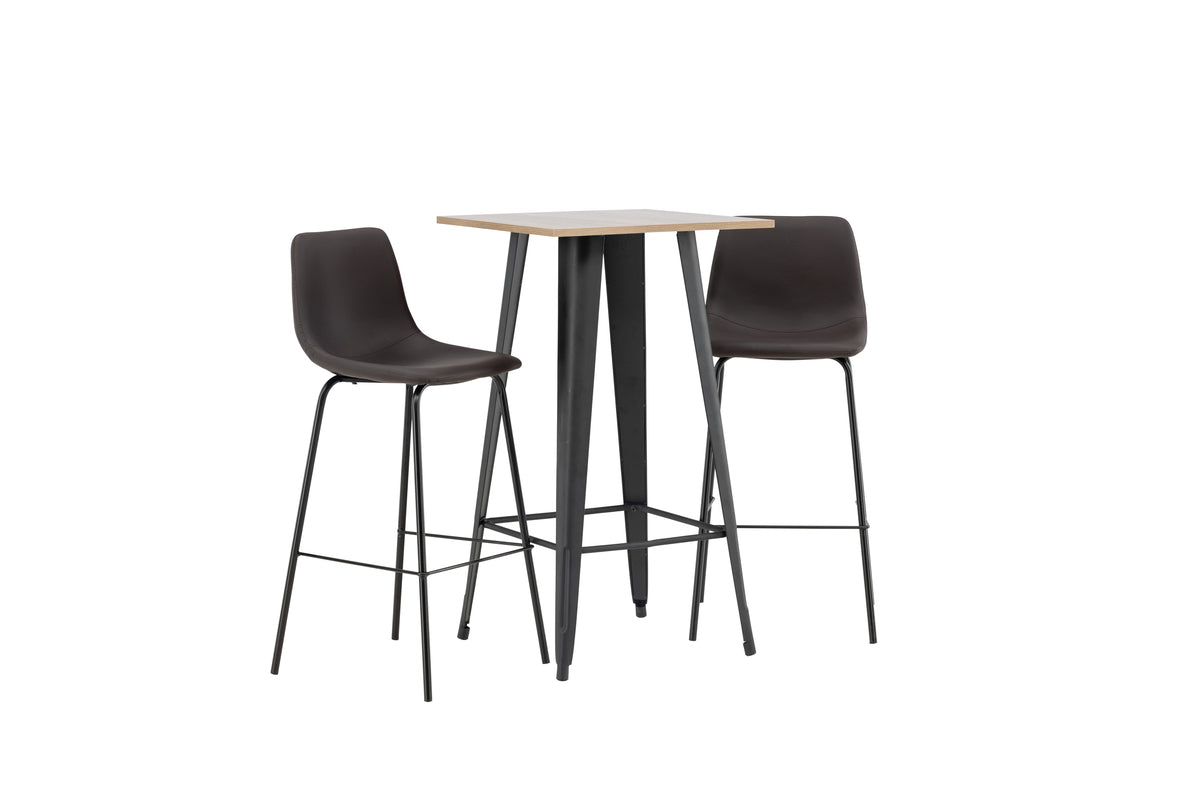 Venture Design Tempe & Alexi Barbord 60 x 60 Valnöt + Barstolar 2-pack Brun