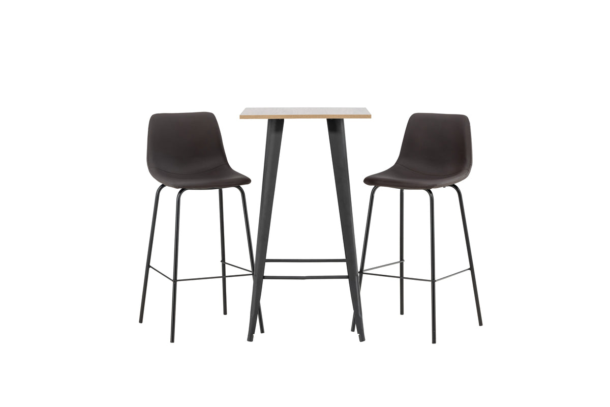 Venture Design Tempe & Alexi Barbord 60 x 60 Valnöt + Barstolar 2-pack Brun