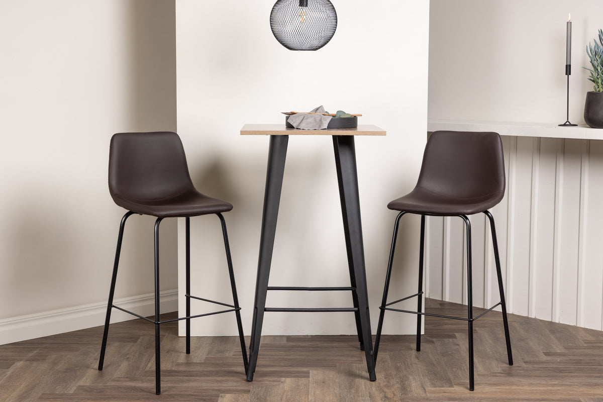 Venture Design Tempe & Alexi Barbord 60 x 60 Valnöt + Barstolar 2-pack Brun