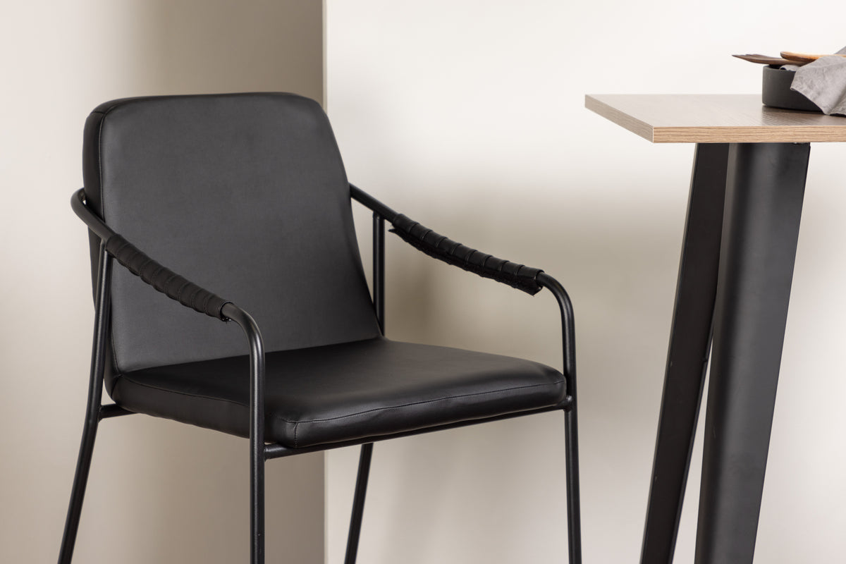 Venture Design Tempe & Tvist Barbord 60 x 60 Valnöt + Barstolar 2-pack Svart