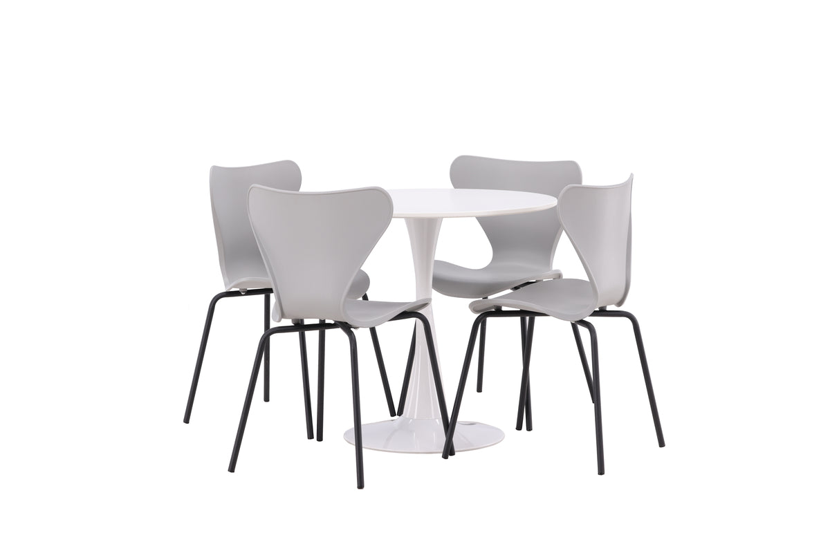 Venture Design Estes & Hamden Matstolar Ljusgrå + Matbord ⌀80