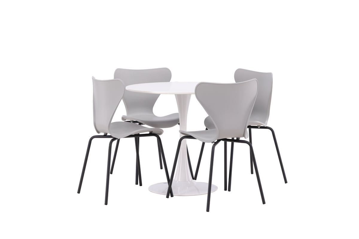 Venture Design Estes & Hamden Matstolar Ljusgrå + Matbord ⌀80