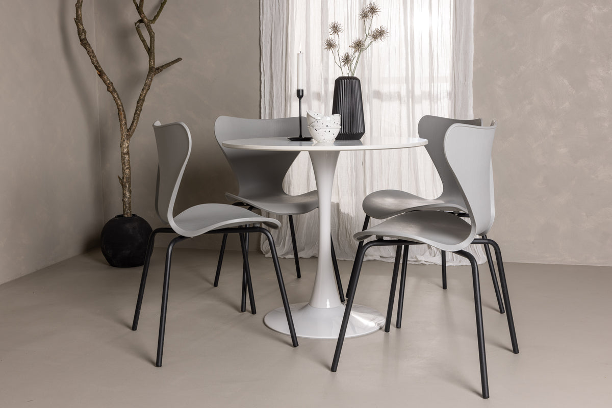 Venture Design Estes & Hamden Matstolar Ljusgrå + Matbord ⌀80