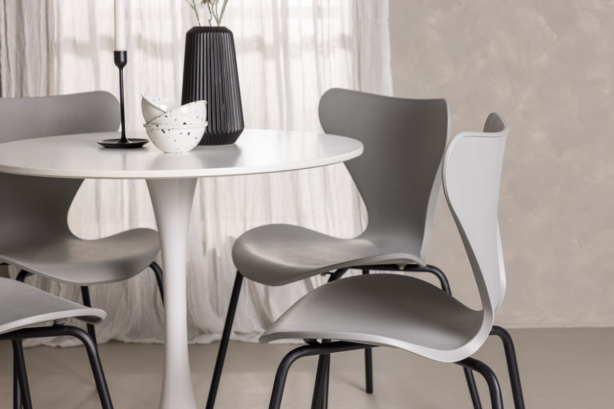 Venture Design Estes & Hamden Matstolar Ljusgrå + Matbord ⌀80