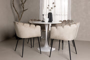 Venture Design Limhamn & Hamden Matstolar Beige + Runda Matbord ⌀80 Vit