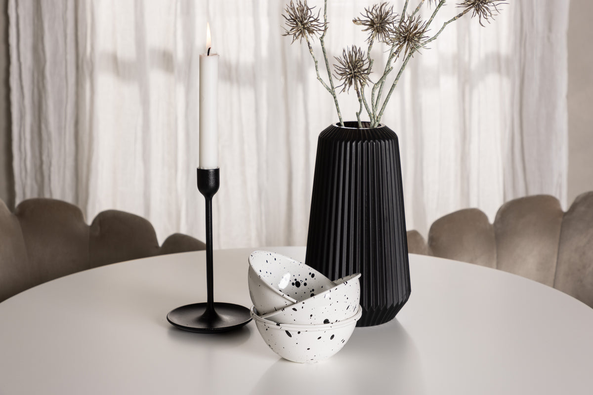 Venture Design Limhamn & Hamden Matstolar Beige + Runda Matbord ⌀80 Vit
