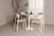 Venture Design Åstol & Hamden Matstolar 2-pack Beige + Runda Matbord ⌀80 Vit