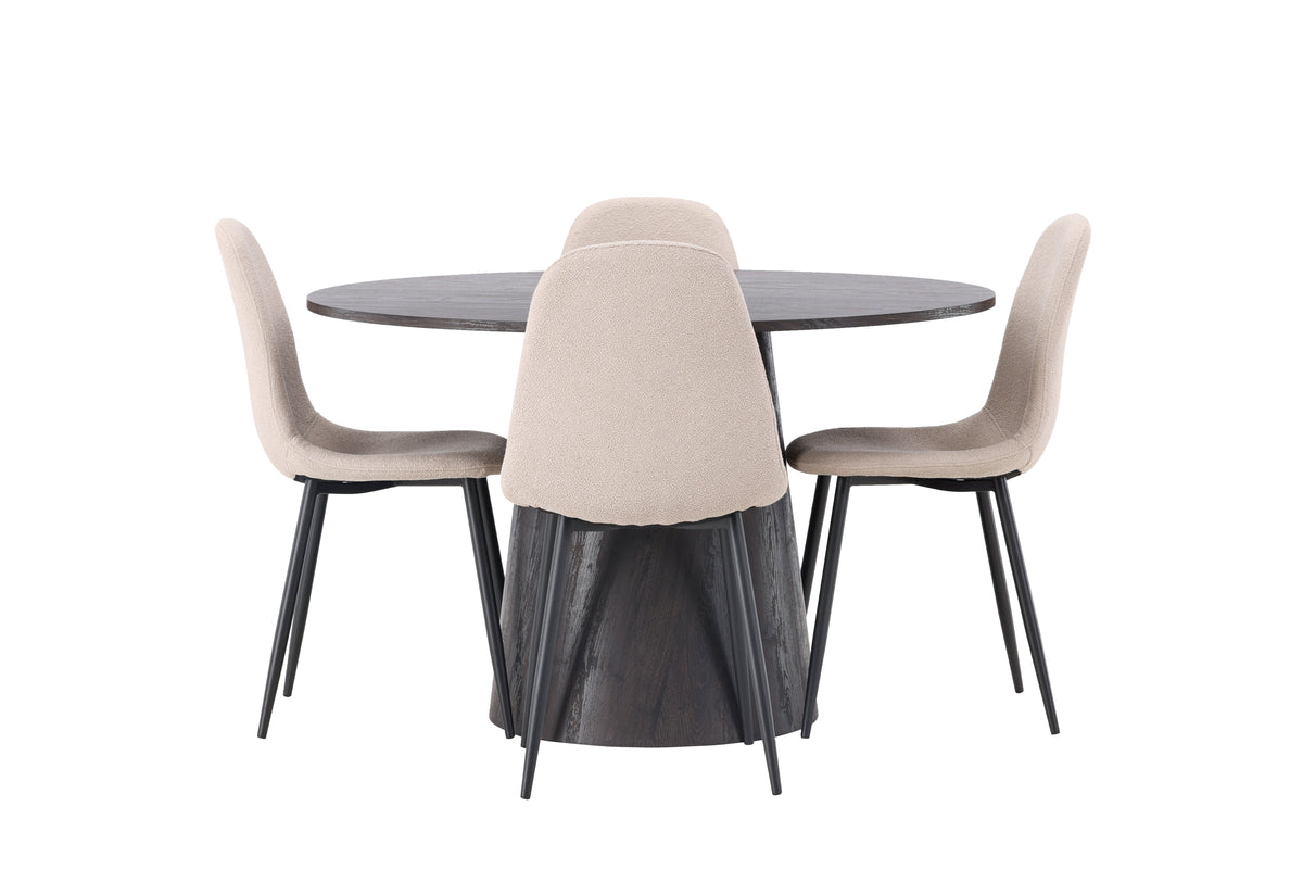 Venture Design Lanzo & Polar Runda Matbord ⌀120 Mocka + Matstolar 2-pack Beige