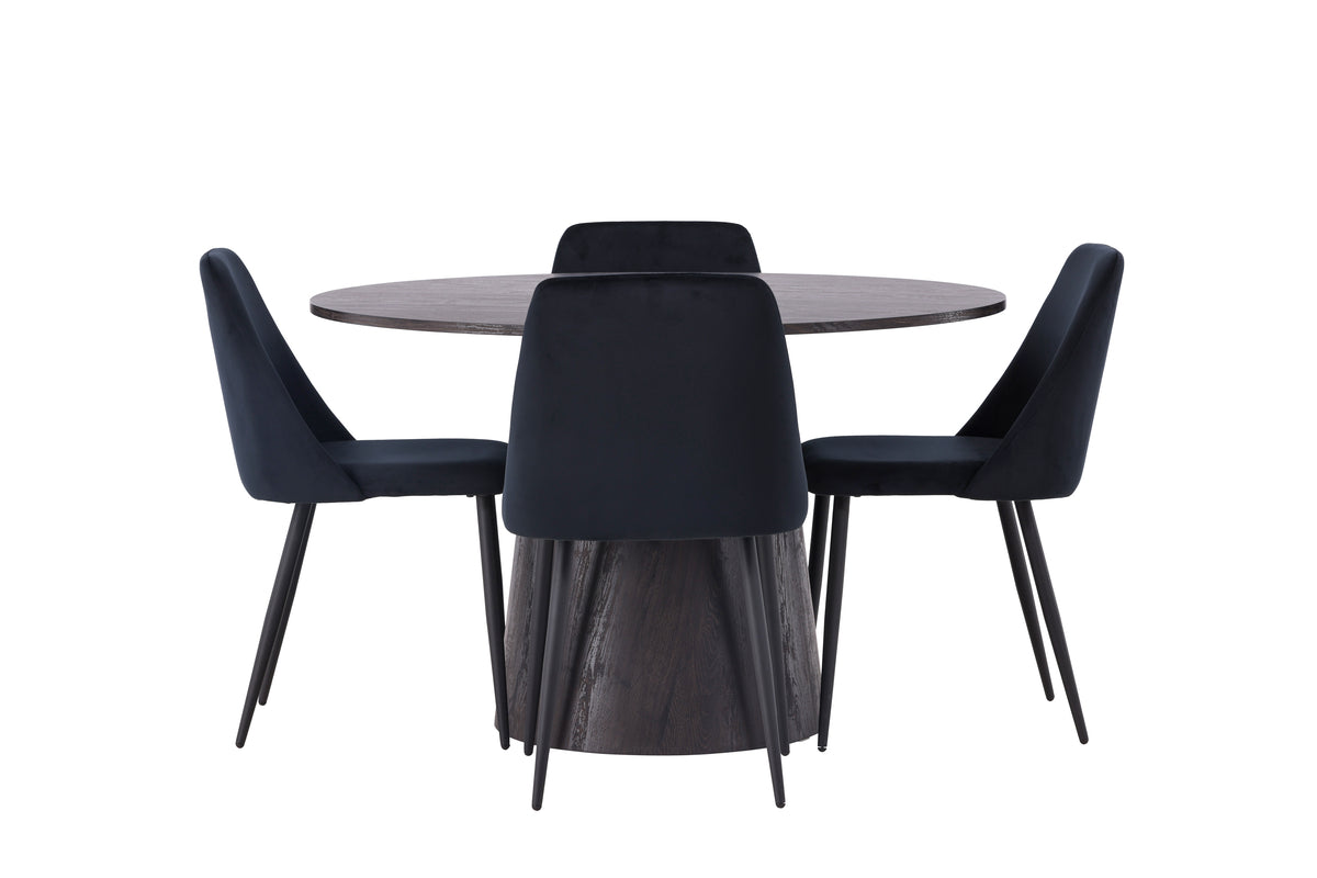 Venture Design Lanzo & Night Runda Matbord ⌀120 Mocka + Matstolar 2-pack Svart