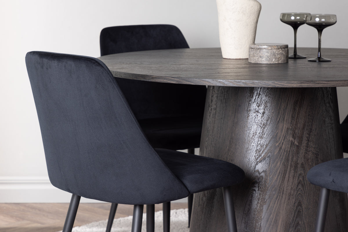 Venture Design Lanzo & Night Runda Matbord ⌀120 Mocka + Matstolar 2-pack Svart