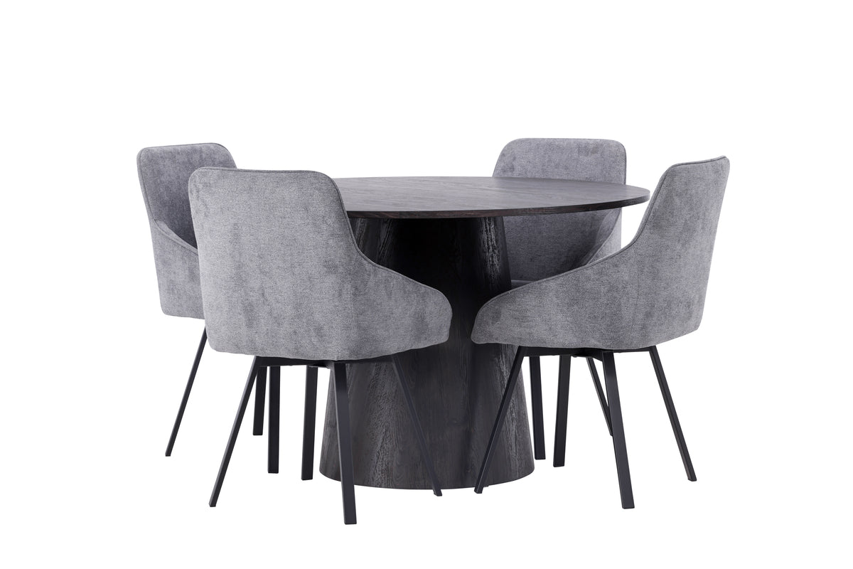 Venture Design Rosie & Lanzo Matstolar 2-pack Grå + Runda Matbord ⌀120 Mocka