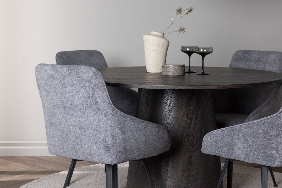 Venture Design Rosie & Lanzo Matstolar 2-pack Grå + Runda Matbord ⌀120 Mocka
