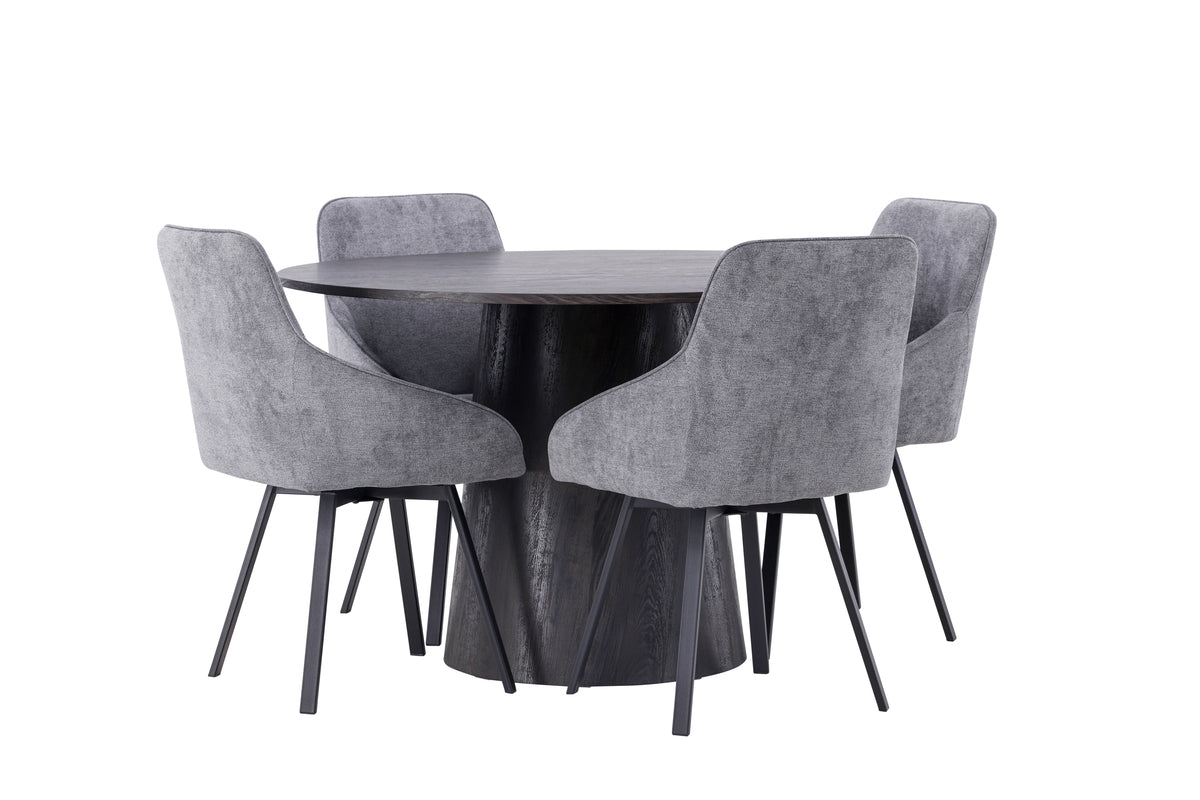 Venture Design Rosie & Lanzo Matstolar 2-pack Grå + Runda Matbord ⌀120 Mocka