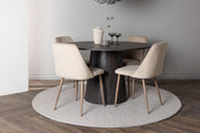 Venture Design Lanzo & Night Runda Matbord ⌀120 Mocka + Matstolar 2-pack Beige
