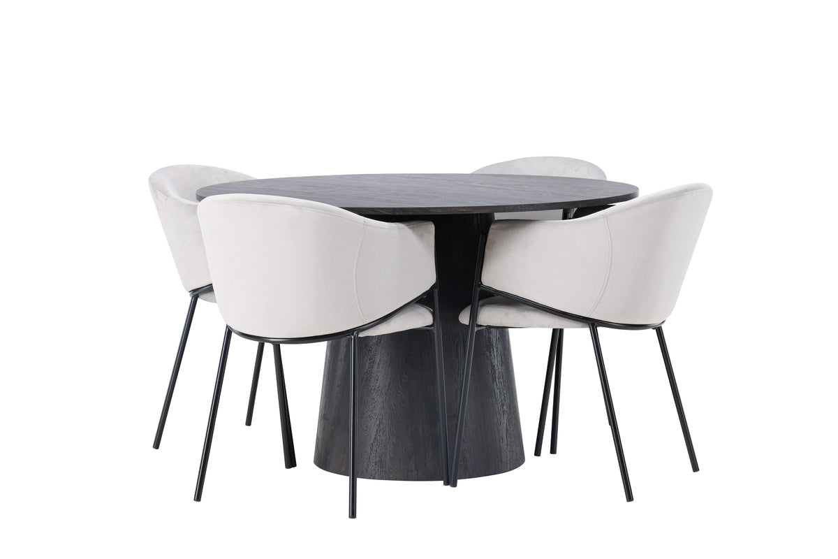 Venture Design Lanzo & Evelina Runda Matbord ⌀120 Mocka + Matstolar 2-pack Grå