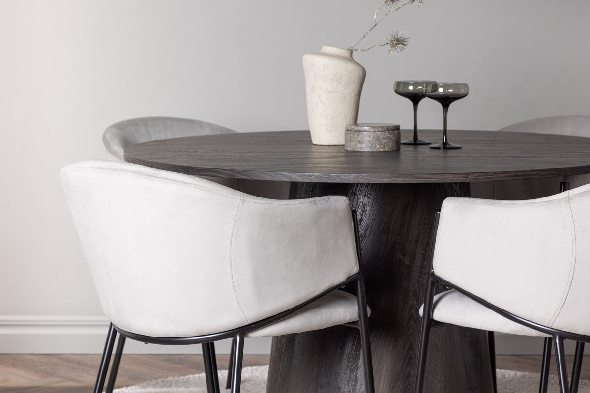 Venture Design Lanzo & Evelina Runda Matbord ⌀120 Mocka + Matstolar 2-pack Grå