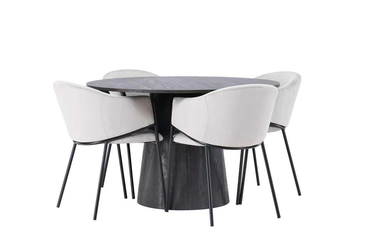 Venture Design Lanzo & Evelina Runda Matbord ⌀120 Mocka + Matstolar 2-pack Grå