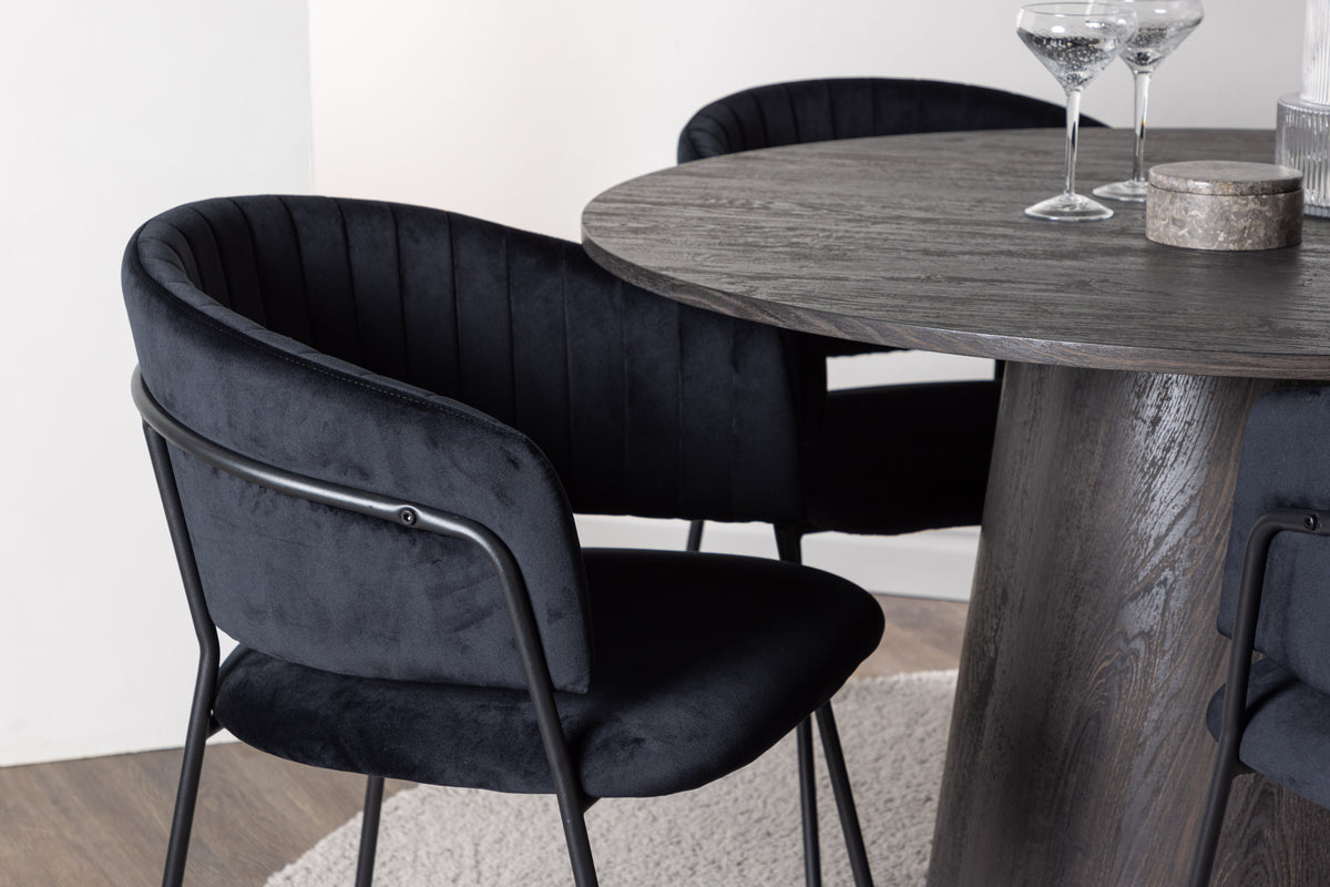 Venture Design Selma & Lanzo Matstolar 2-pack Svart + Runda Matbord ⌀120 Mocka