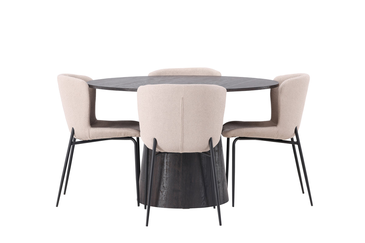 Venture Design Modesto & Lanzo Matstolar 2-pack Beige + Runda Matbord ⌀120 Mocka