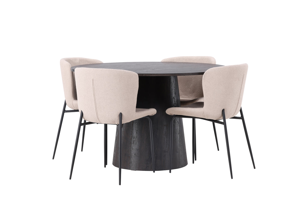 Venture Design Modesto & Lanzo Matstolar 2-pack Beige + Runda Matbord ⌀120 Mocka