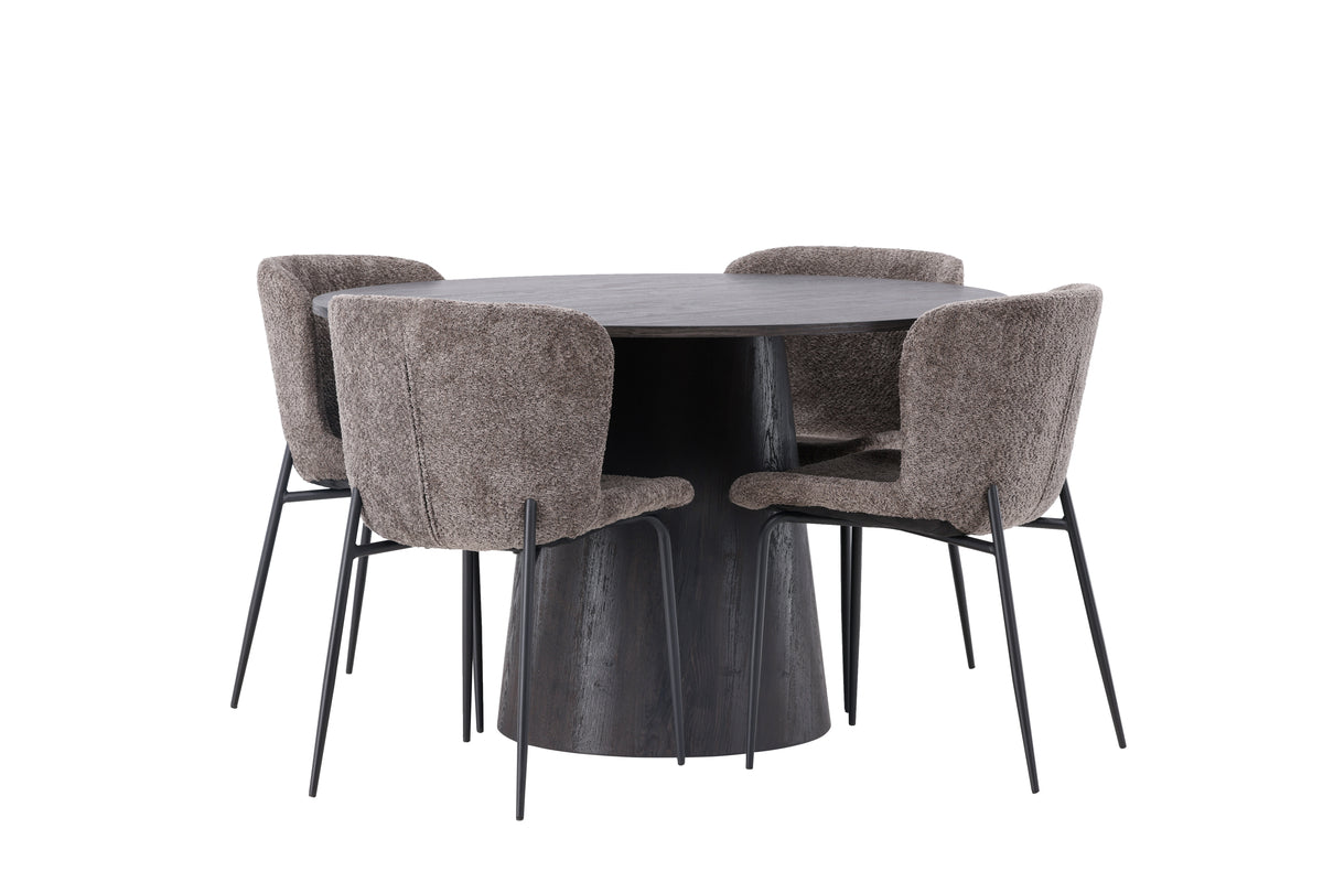 Venture Design Modesto & Lanzo Matstolar 2-pack Brun + Runda Matbord ⌀120 Mocka