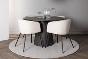 Venture Design Berit & Lanzo Matstolar Beige + Runda Matbord ⌀120 Mocka