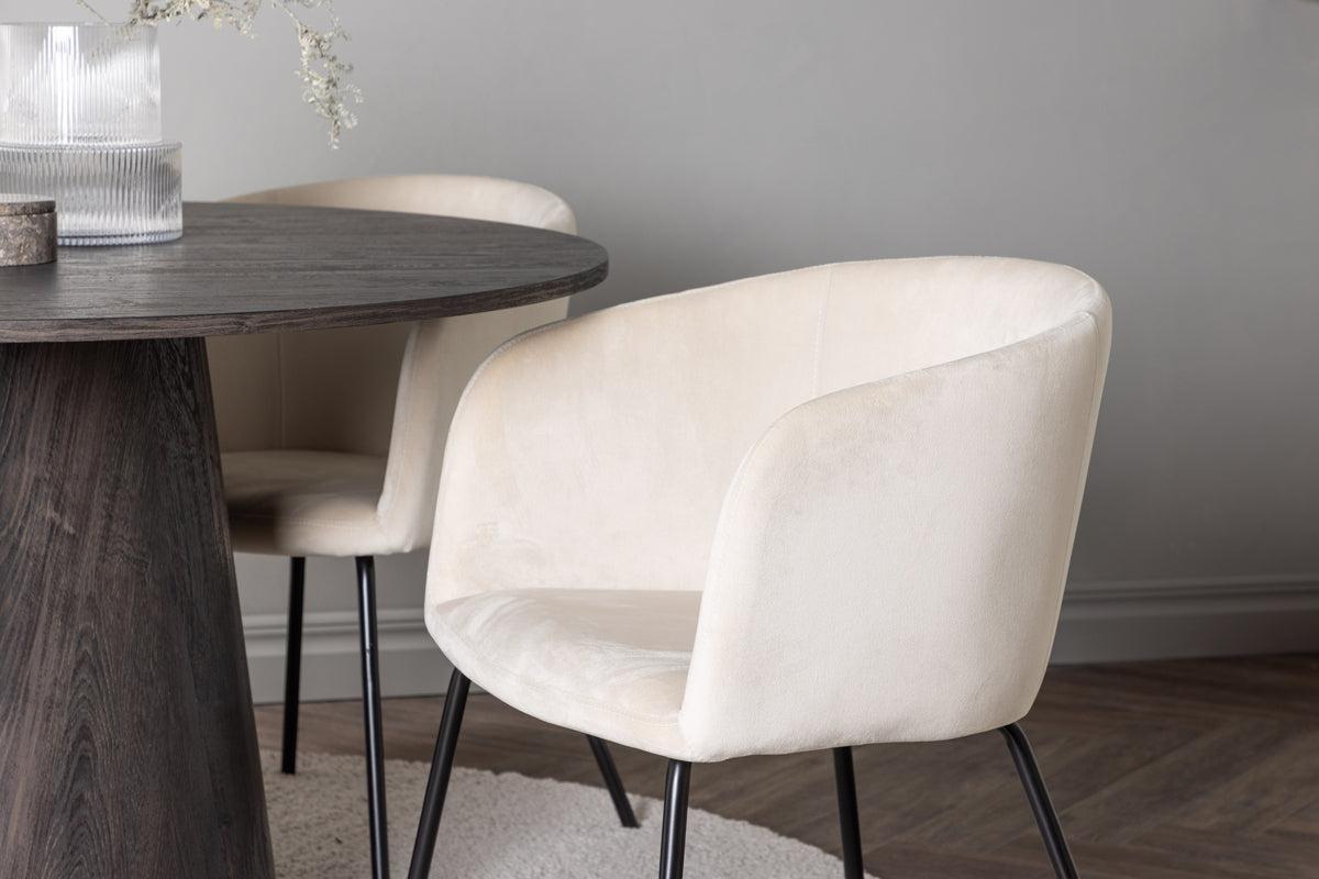 Venture Design Berit & Lanzo Matstolar Beige + Runda Matbord ⌀120 Mocka