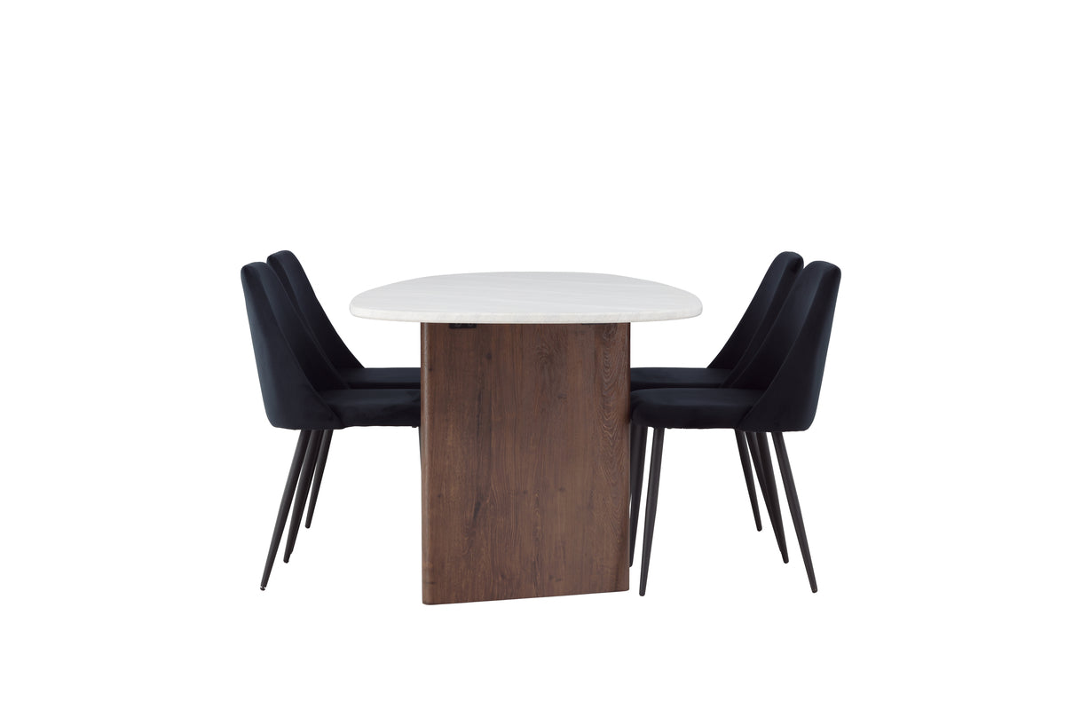 Venture Design Grönvik & Night Ovala Matbord 180 x 90 Ljusgrå + Matstolar 2-pack Svart