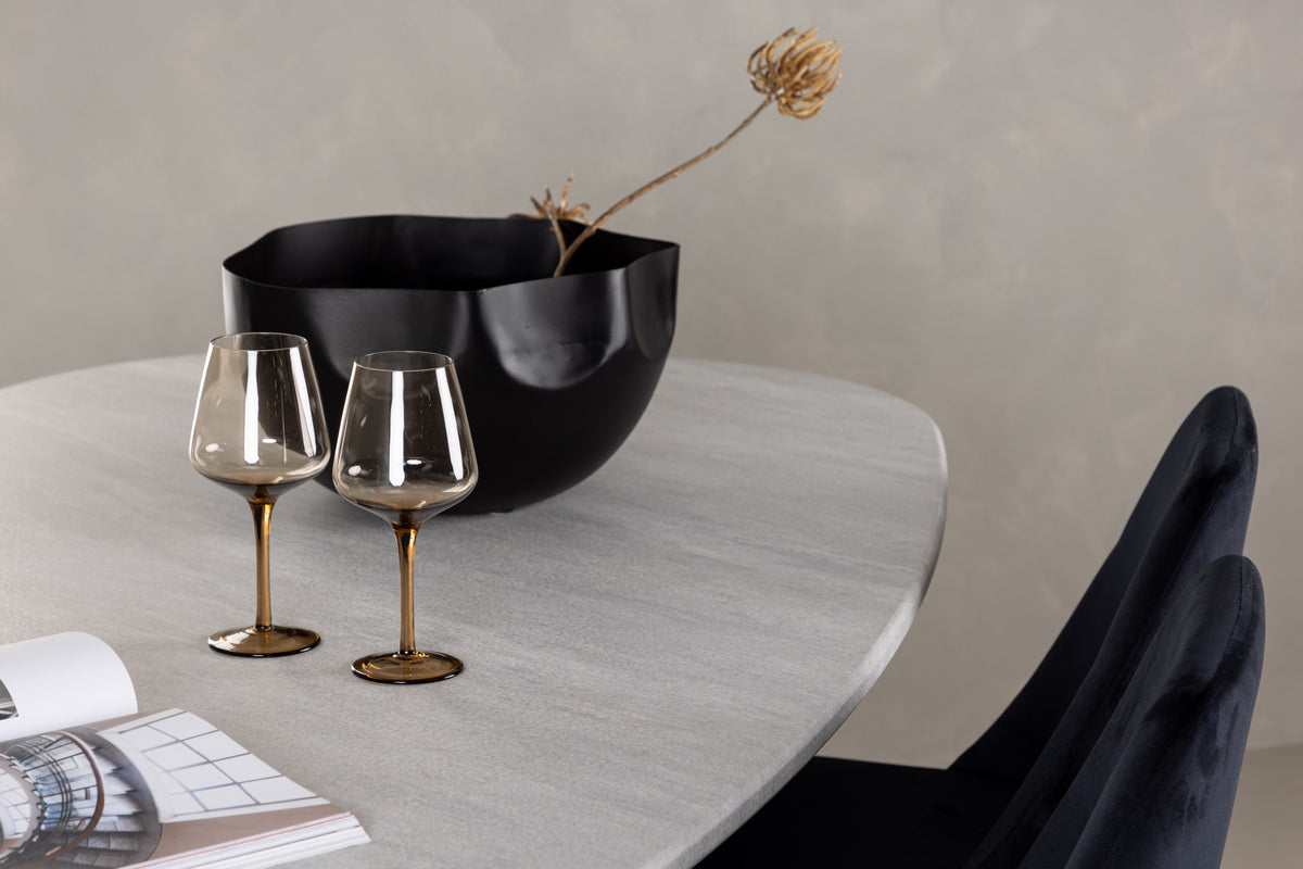 Venture Design Grönvik & Night Ovala Matbord 180 x 90 Ljusgrå + Matstolar 2-pack Svart