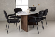 Venture Design Grönvik & Yesterday Ovala Matbord 180 x 90 Ljusgrå + Matstolar 2-pack Svart