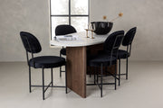 Venture Design Stella & Grönvik Matstolar 2-pack Svart + Ovala Matbord 180 x 90 Ljusgrå