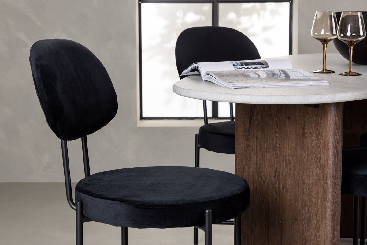 Venture Design Stella & Grönvik Matstolar 2-pack Svart + Ovala Matbord 180 x 90 Ljusgrå