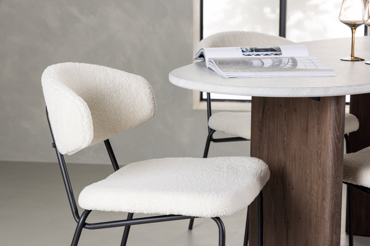 Venture Design Chico & Grönvik Matstolar 2-pack Vit + Ovala Matbord 180 x 90 Ljusgrå