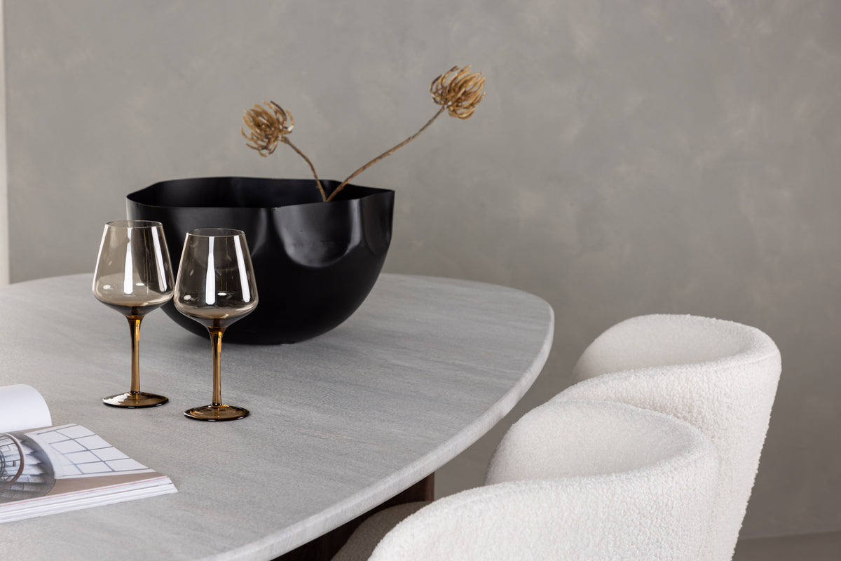 Venture Design Grönvik & Edina Ovala Matbord 180 x 90 Ljusgrå + Matstolar 2-pack Vit