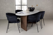 Venture Design Grönvik & Selma Ovala Matbord 180 x 90 Ljusgrå + Matstolar 2-pack Svart