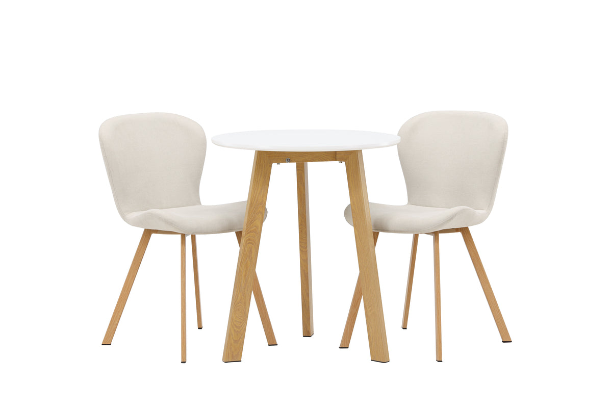 Venture Design Leonora & Lilja Runda Matbord ⌀65 Vit + Matstolar 2-pack Beige