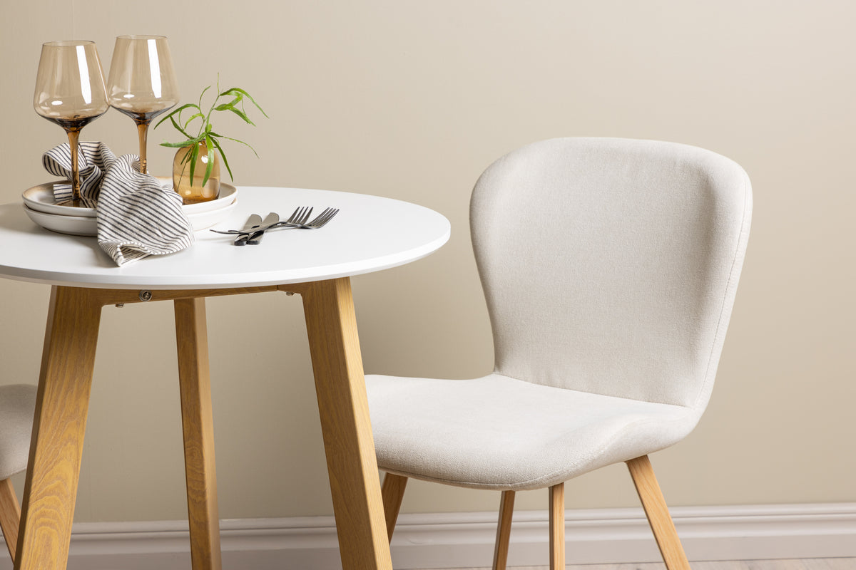 Venture Design Leonora & Lilja Runda Matbord ⌀65 Vit + Matstolar 2-pack Beige