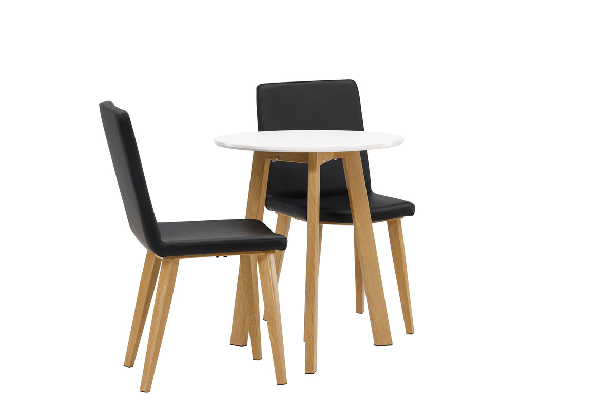 Venture Design Today & Leonora Matstolar 2-pack Svart + Runda Matbord ⌀65 Vit