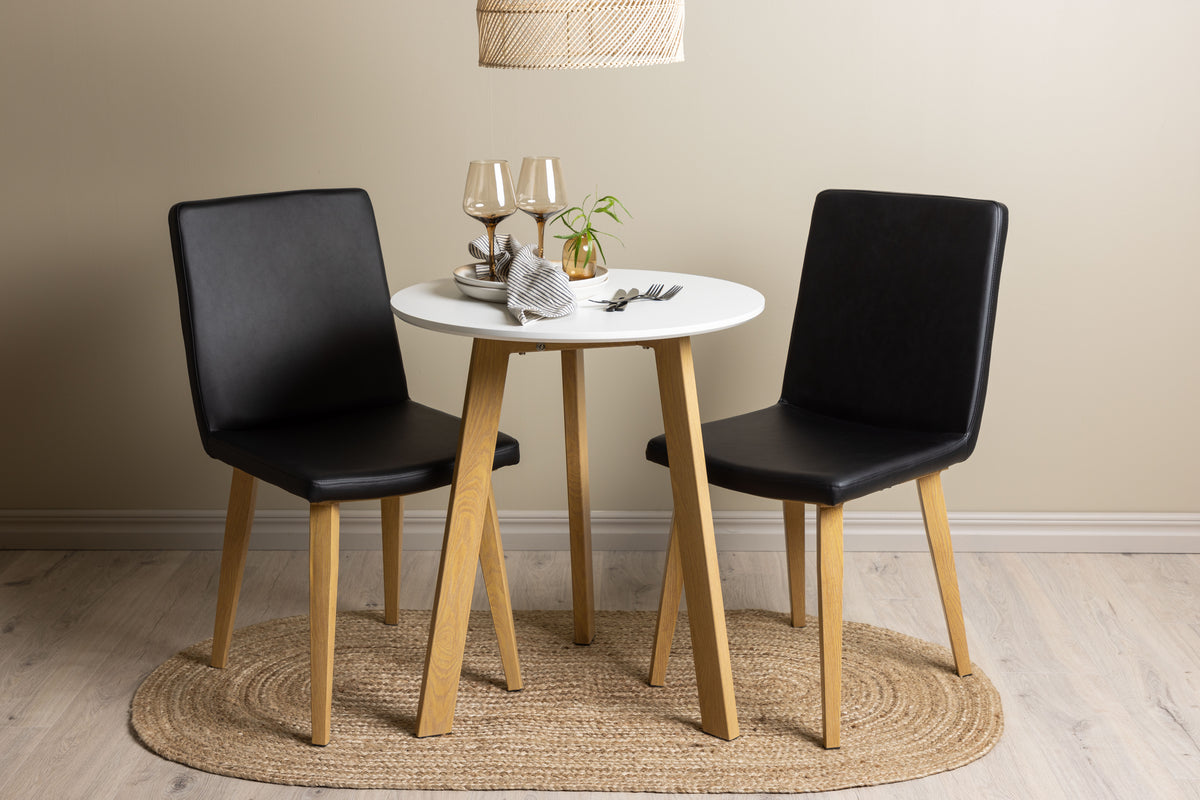 Venture Design Today & Leonora Matstolar 2-pack Svart + Runda Matbord ⌀65 Vit