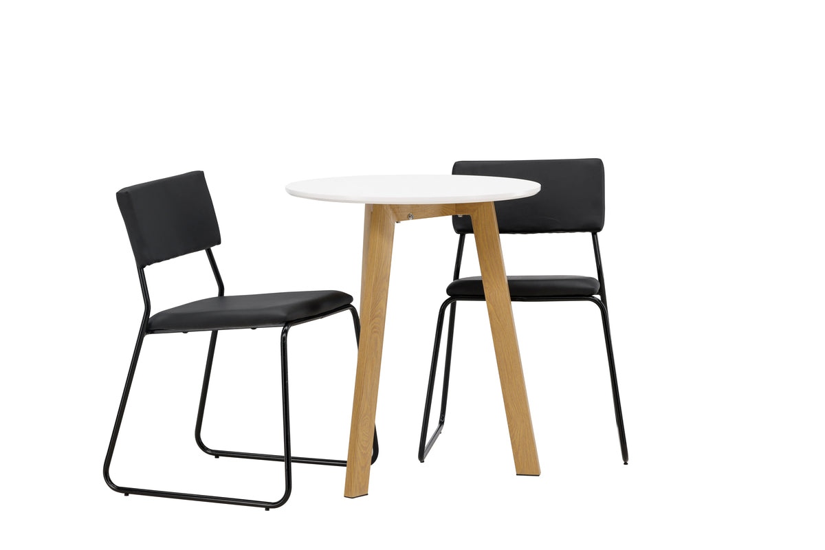 Venture Design Kenth & Leonora Matstolar 2-pack Svart + Runda Matbord ⌀65 Vit