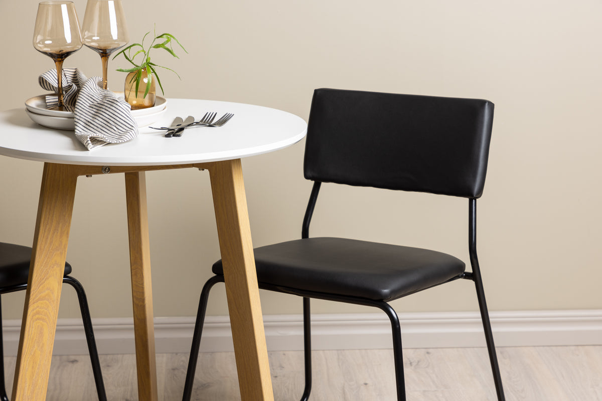 Venture Design Kenth & Leonora Matstolar 2-pack Svart + Runda Matbord ⌀65 Vit