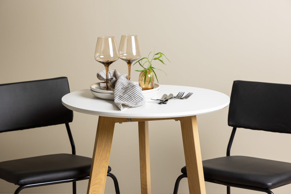 Venture Design Kenth & Leonora Matstolar 2-pack Svart + Runda Matbord ⌀65 Vit