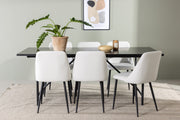 Venture Design Astrid & Night Rektangulära Matbord 200 x 90 Svart + Matstolar 2-pack Vit
