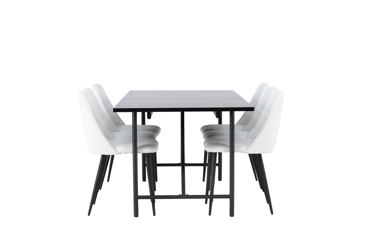 Venture Design Astrid & Night Rektangulära Matbord 200 x 90 Svart + Matstolar 2-pack Vit