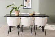 Venture Design Astrid & Edina Rektangulära Matbord 200 x 90 Svart + Matstolar 2-pack Vit
